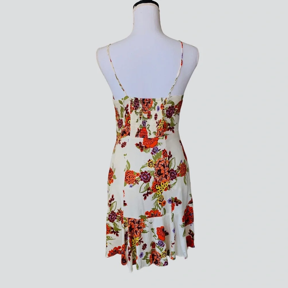 FREE PEOPLE HAPPY HEART FLORAL RUCHED MINI DRESS